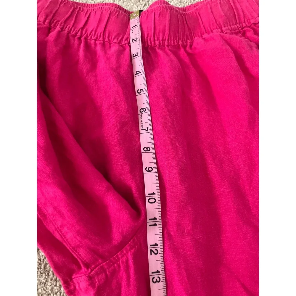 Tahari Essentials 100% Linen Hot Pink Wide Leg Pull On Resort Lounge Pants Large - Picture 5 of 7